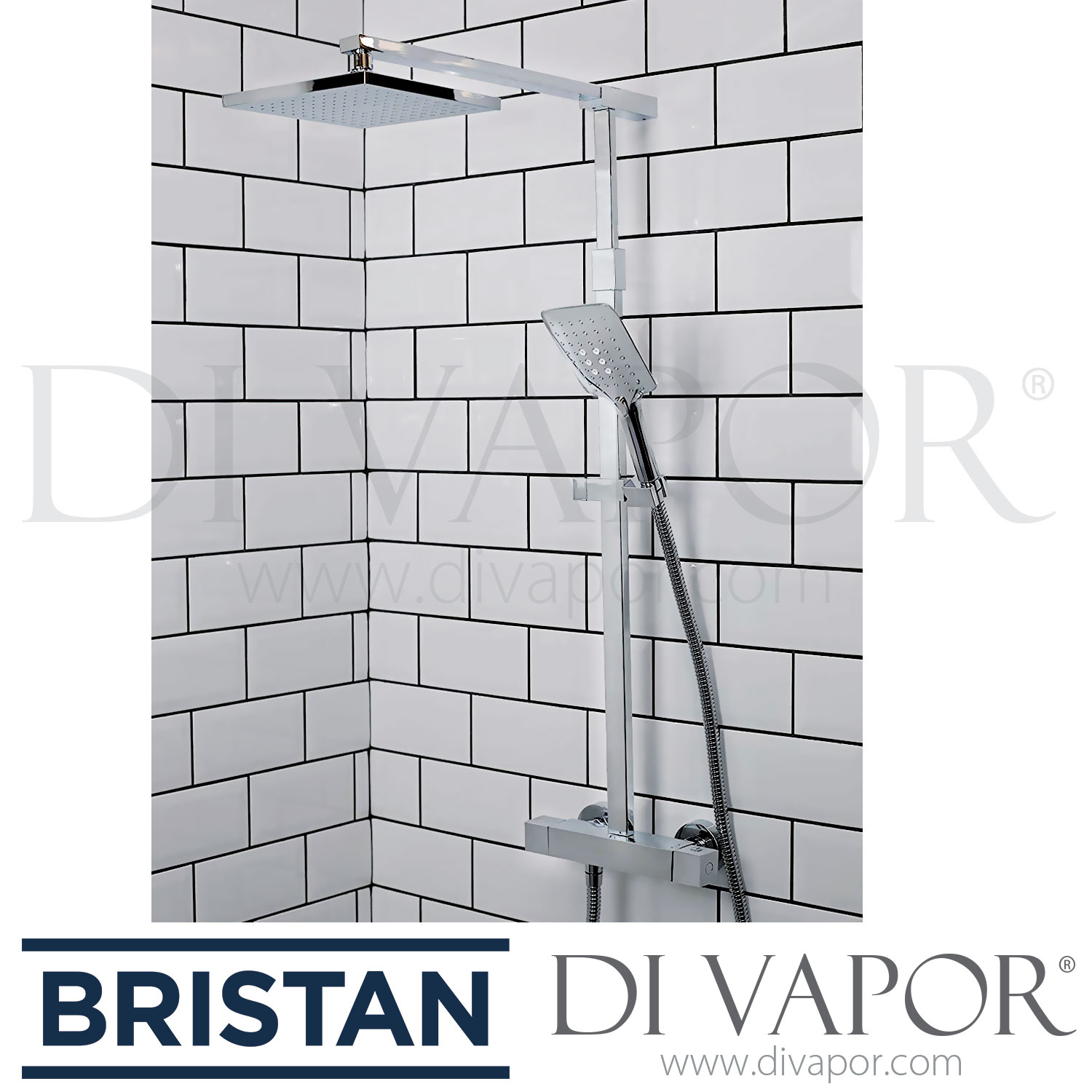 Bristan QD SHXDIVFF C Quadrato Exposed Fixed Head Bar Shower with